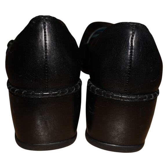 Kenneth Cole Reaction Black Leather Mary Jane Wedge Heels Women’s Size 9 Comfort - Picture 9 of 9